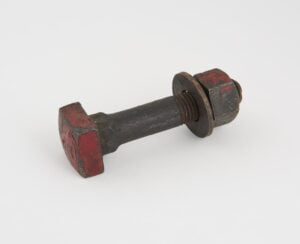 A red bolt on a white background.
